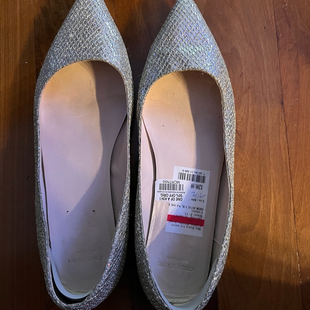 Flats by Cole Haan sparkly silver flats